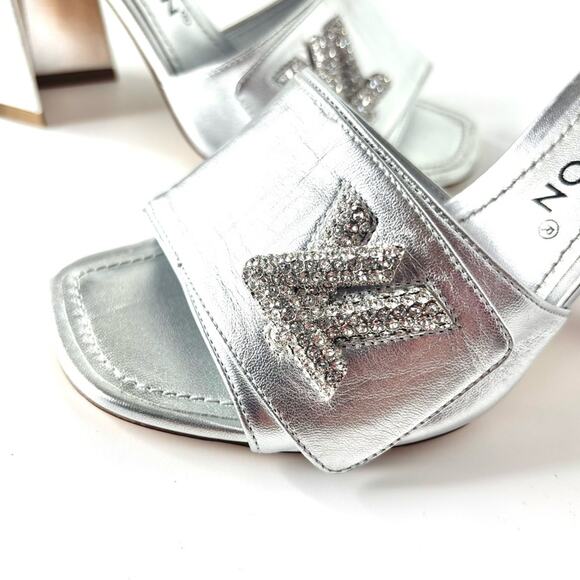 NEW Louis Vuitton Shake Crystal Embellished Metallic Calfskin LV Logo Mules 36 - Picture 5 of 10